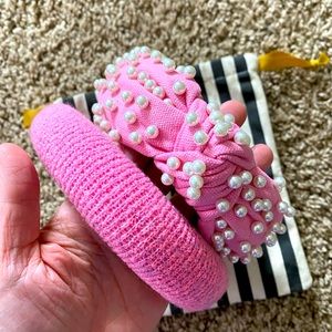 2 Lele Sadoughi Headbands - Pink Pearl & Slim Pad